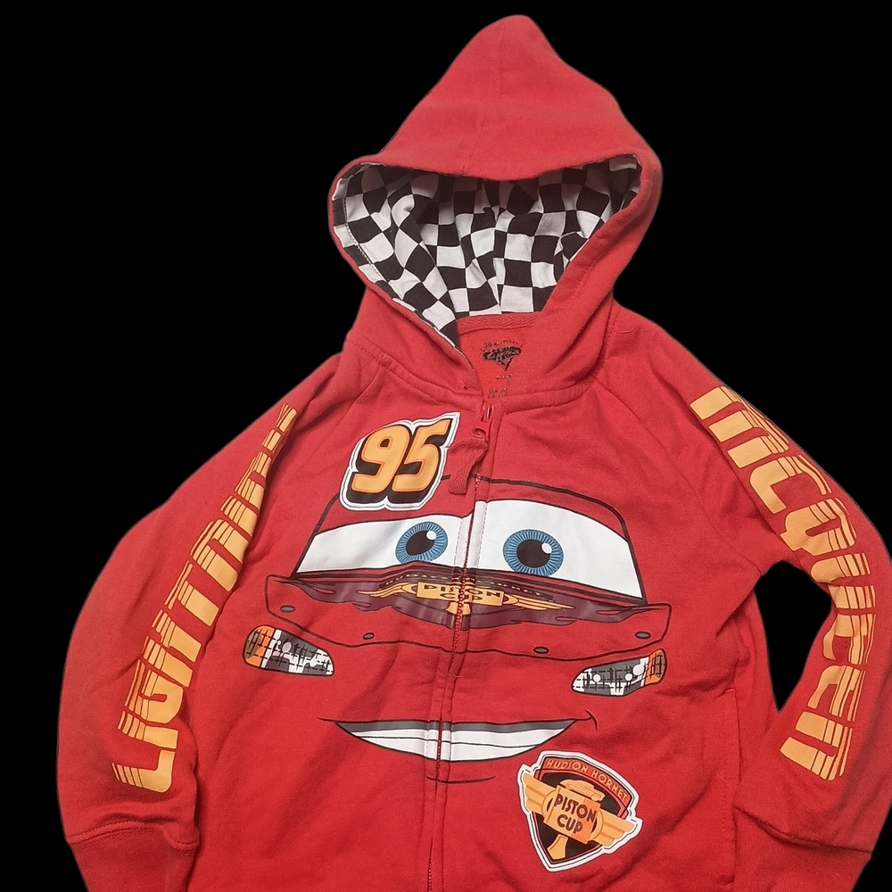 Disney Red Hoodie with Checkered Pattern
